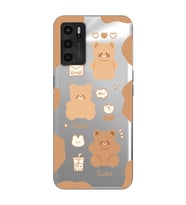Oppo A16 / A55 Uyumlu Cute Bear Tasarımlı Şeffaf Telefon Kılıfı