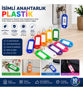 Boş İsimli Anahtarlık - Plastik - Karışık Renk - Kişiselleştirilebilir