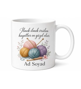 Örgü Sevenlere Özel Kahve Kupası Baskılı Kupa Bardak Hediye