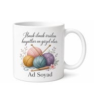 Örgü Sevenlere Özel Kahve Kupası Baskılı Kupa Bardak Hediye