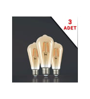 3 Adet Led Filamanlı E27 Rustik Ampul 4 Watt Gün Işığı St64 sfsff333, one size (Sarı)