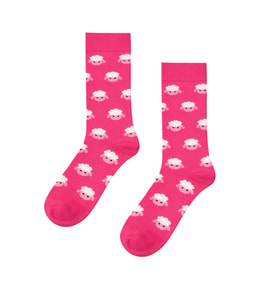 Sevimli Kuzu Desenli Pembe Unisex Soket Çorap