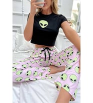 Merry See Baskılı Kısa Kollu  Pijama Takımı (Çok Renkli)