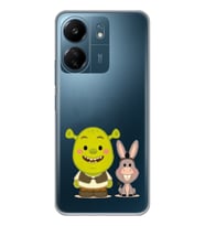 Xiaomi Redmi 13C Uyumlu Shrek ve Eşek Tasarımlı Şeffaf Telefon Kılıfı