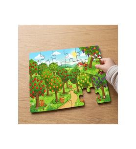 Meyve Ağaçları Bahçesi Tasarımlı 24 Parça Ahşap Çocuk Puzzle
