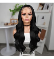 Siyah Fiber Sen Geniş Daalı Tül Peruk