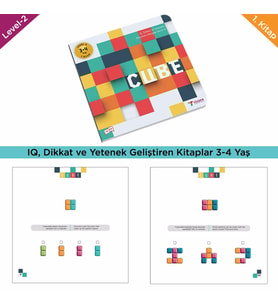 CUBE (3-4 Yaş) / IQ, Dikkati Güçlendirme Seti-Anasınıfı - TÜZDER Yayınları (Bordo)