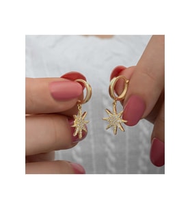 Gümüş Gold Sallantılı Kutup Yıldızı Kadın Küpe CSR2185434