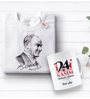 BK Gift Kişiye Özel Öğretmenler Günü Tasarımlı Kupa Bardak ve Atatürk Baskılı Tişört Hediye Seti- 3-13, Öğretmene Hediye, Öğretmenler Günü, 100. Yıl Hediyesi