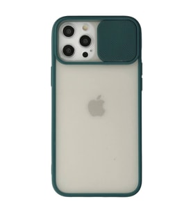 Apple İphone 12 Pro Max Kılıf Palm Buzlu Kamera Sürgülü Silikon - Yeşil
