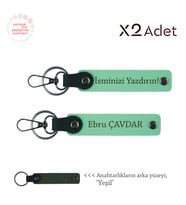 Sevgiliye Mezuniyet Armağanı, İsimli & Soyisimli 2’li Anahtarlık Hediye Takımı, Yeşil-Yeşil