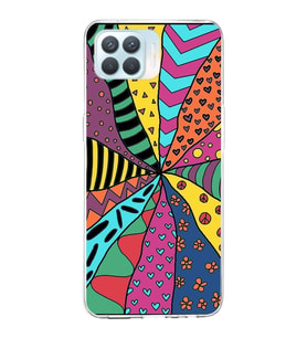 PrintiFy Oppo Reno 4 Lite  ile Uyumlu 1mm Slim Fit Retro Renkler 4 Baskılı Şeffaf  Kılıf