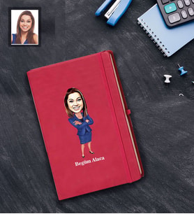 Kişiye Özel Öğretmen Karikatürlü Kırmızı Defter Bayan-20