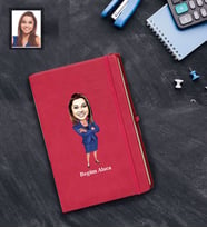 Kişiye Özel Öğretmen Karikatürlü Kırmızı Defter Bayan-20