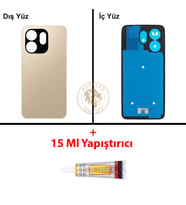 Infinix Smart 9 Gold Uyumlu Arka Kapak + B7000 Yapıştırıcı Arka Cam Batarya Pil Kapağı Lazer Kesim