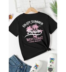 Çocuk California Pamuklu Tshirt (Siyah)
