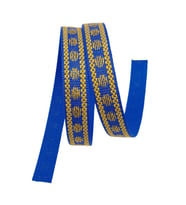 Angel Çanta Aksesuar 2.5 cm Polyester Kolon Mavi Gold Simli 1 Metre