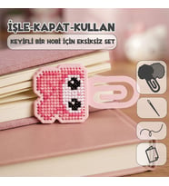 Etamina Pembe Başlıklı Tavşan -My Melody- Kanaviçe Kitap Ayracı Kiti (İşleme Hobi Seti)