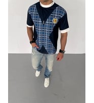 ERKEK Bisiklet Yaka Baskılı Kısa kol Oversize T-Shirt - Siyah