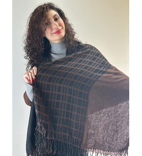 EKOSE KARELİ FULAR ŞAL UNİSEX 160X60 CM (Kahverengi)