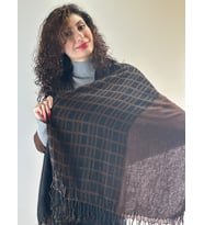 EKOSE KARELİ FULAR ŞAL UNİSEX 160X60 CM (Kahverengi)