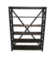 Kitaplık 13725 Metal ÇAPRAZ Model MDF demonte Raf Parlak SİYAH Demonte El Yapım (Kahverengi Açık)