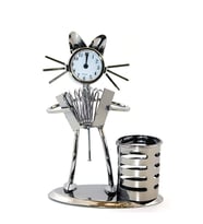 Metal Saatli Kalemlik (Mavi)