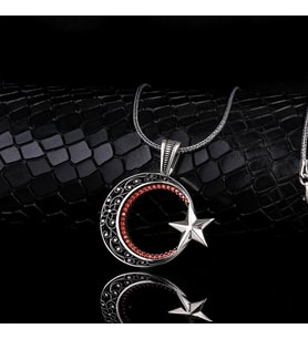 925 AYAR GÜMÜŞ TELKARİ AYYILDIZ MODEL KOLYE