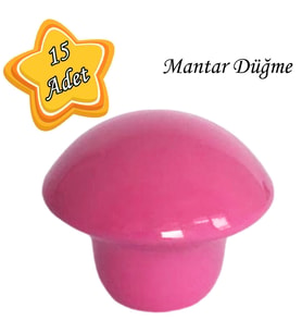 15 Adet Pembe Mantar Düğme Kulp Çocuk Bebek Mobilya Çekmece Dolap Kapak Kulbu Metal Kulp Aksesuarları Vidalı