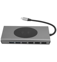 ScHitec 15in1 Hub Kablosuz Şarj/Type-C to 4K HDMI/UsbA 3.0/TF SD/VGA/3.5mm/AUX/PD/RJ45 Gigabit Ethernet Dönüştürücü Adaptör (Gri)