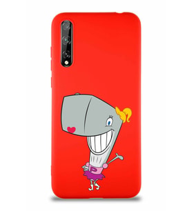 Huawei P Smart S Soft Premier Kapak Pearl Yengeç Tasarımlı Silikon Kılıf - Kırmızı (Şeffaf)