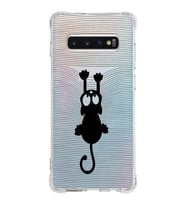 Samsung Galaxy S10 Plus  Köşe Korumalı Antişok Kapak  Çizgi Kedi Tasarımlı Şeffaf  Kılıf