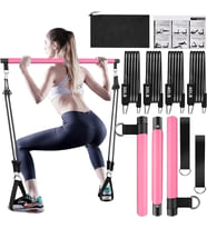 Valkyrie 4 Lastikli 1. Kalite Pilates Bar Egzersiz Çubuğu Ayarlanabilir Zorluk Evde Spor Squat Kademeli Çantalı Kolay Kurulum