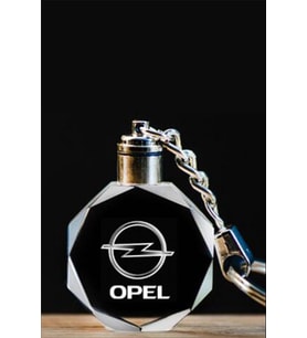 Opel Logolu 2D Patlatma Kristal Led Işıklı Anahtarlık, Araba Anahtarlığı
