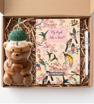 Teddy & Office Ayıcık Model Pipetli Cam Kupa & İsme Özel Defter & Touchpen Kalem Hediye Seti - Sevgiliye Sevimli Hediye, İş Arkadaşına Yeni İş Hediyesi, Arkadaşa İçimden Geldi Kutusu