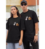 Leydi ve Sokak Köpeği Sevgili/Çift/Arkadaşlık 2'li Tişört Seti (Siyah)