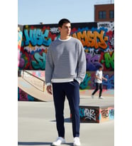 Erkek Bisiklet Yaka Standart Kol Çizgili Oversize Sweatshirt Fonksiyonel Dayanıklı Estetik