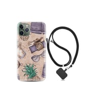 Apple Iphone 13 Pro Kılıf Desenli Silikon Boyun Askılı Monkey Butterfly 1357