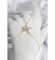 Pirinç Gold Renk Zirkon Taşlı Yıldız Model Kadın Şahmeran
