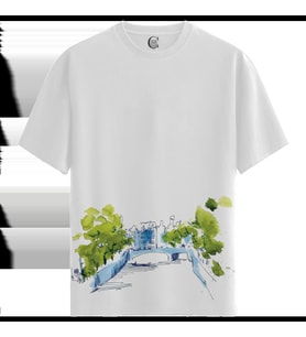 Canal Sketch - %100 Pamuklu Kadın Beyaz Tişört - Premium Quality