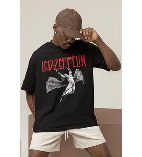Tasarım Led Zeppelin Rock Metal Müzik Grubu Baskılı Unisex Oversize Tişört