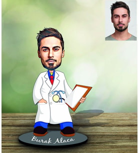 Kişiye Özel Doktor Tasarımlı Karikatür Ahşap Biblo Bay-1-Eco