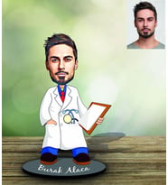 Kişiye Özel Doktor Tasarımlı Karikatür Ahşap Biblo Bay-1-Eco