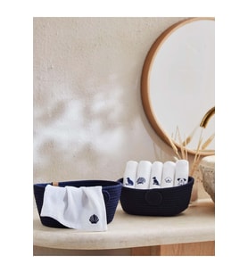 Özdilek Sepetli Wipure 12li Nakışlı Havlu Peçete 20x20cm-Lacivert Nakışlı