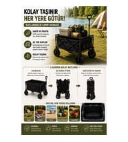Mey İthalat® Kamp Piknik Plaj Arabası Katlanabilir Masalı Çekme Kollu Kompakt Taşıma Arabası 130 Kg