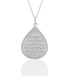 Söğütlü Silver Gümüş rodyumlu kıtmir duası yazılı damla modeli kolye