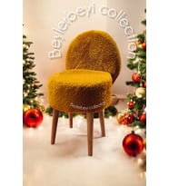 Makyaj Pufu, Sırtlı Puf, Turuncu Peluş. Bench,puf, Yüksek Ayaklı Puf ,mini Berjer