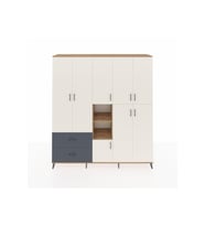 Hyperion Dolap 12 Raflı 2 Çekmeceli Tek Askılı 220x44x243 Çam-Aytaşı/Antrasit