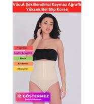 1 Beden İncelten Toparlayıcı Sıkılaştırıcı Vücut Şekillendirici Kaymaz Ağraflı Yüksek Bel Slip Korse