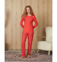 DOREANSE Kadın Narçiçeği Puantiye Desenli T-Shirt Pijama Takımı 4144